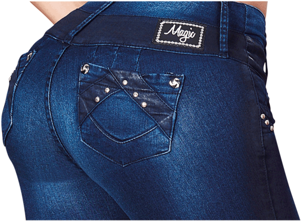 Dark Blue Wash 5 Pocket Mid Rise Jean, Magic - Pocket (600x600), Png Download