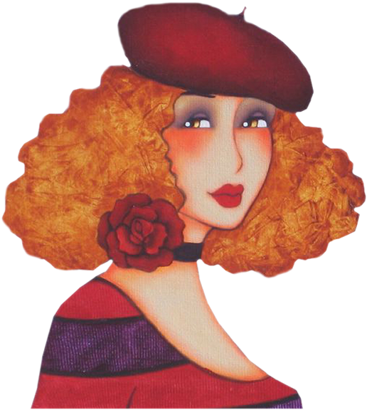 Cartoon Redhead Beret - Portable Network Graphics (634x677), Png Download