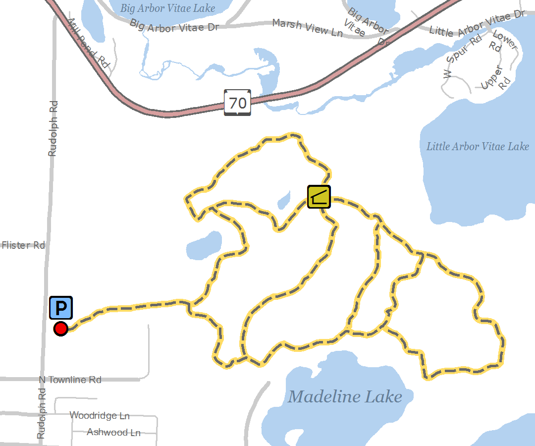 Madeline Lake Trail - Madeline Lake Wi Map (1080x900), Png Download