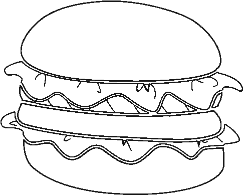 Dibujo De Hamburguesa Con Lechuga Para Colorear - Hamburger Fruit Coloring Page (600x470), Png Download