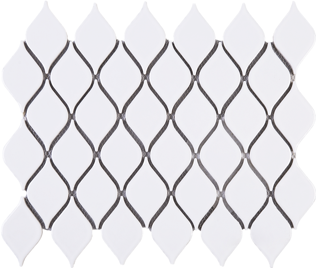 Tear Drop Pattern White Ceramic Mesh Mounted Mosaic (1024x871), Png Download