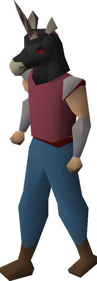 Black Unicorn Mask Equipped - White Unicorn Mask Osrs (317x916), Png Download