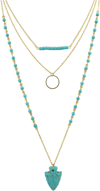 Arrow Circle Beads Layered Necklace - Colliers Femme Flèche Perles Cercle En Couches Collier (480x638), Png Download