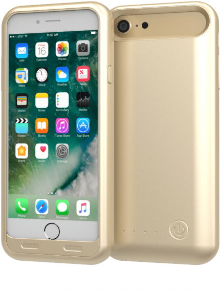 Gold Shiny Premium Iphone 7 Battery Case For Premium - Iphone 7 Plus Phone Case (600x600), Png Download
