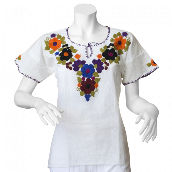 Mexican Handmade Embroidered Blouse Floral Source - Portable Network Graphics (600x600), Png Download