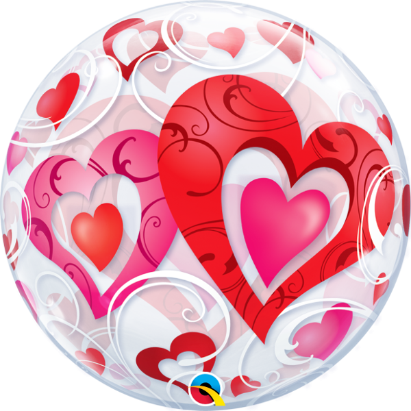 Skip To The Beginning Of The Images Gallery - 22" Red Heart And Filigree Bubble Balloons - Mylar (600x600), Png Download