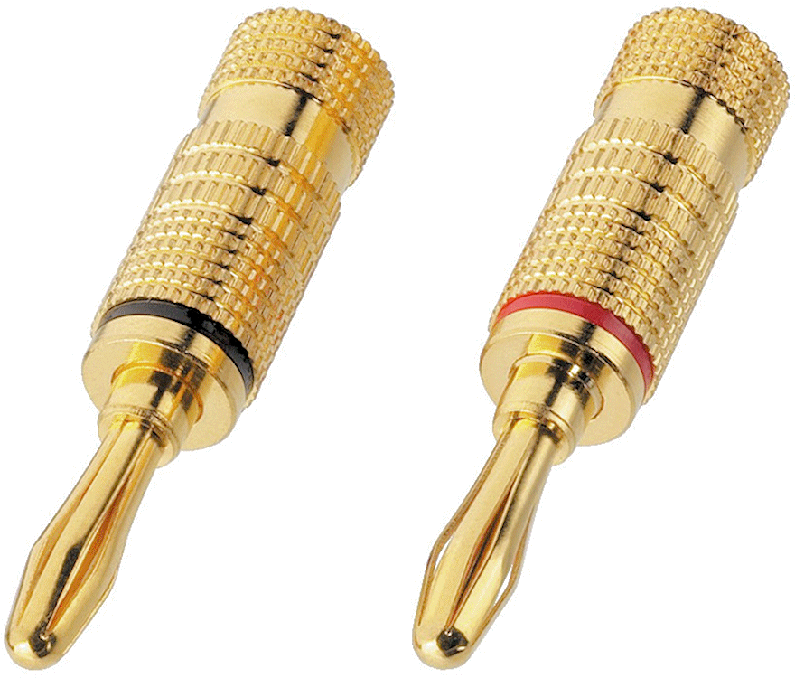 Pair Of Gold Plated Banana Plugs For Speakers - Monacor Bp-100g 1 Pair (1000x750), Png Download