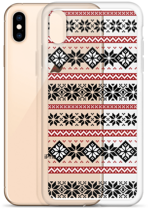 Red And Black Nordic Pattern Iphone Case - Iphone (500x500), Png Download