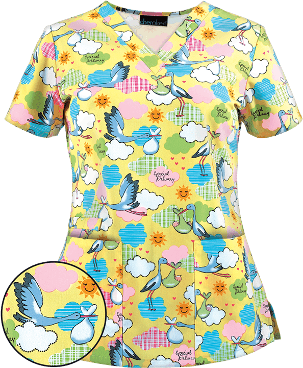 Shown In - Baby Print Scrub Tops (600x720), Png Download