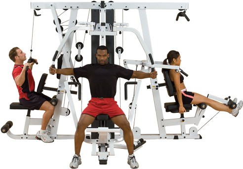 Body Solid Exm4000lps 3 People Complex Home Gym Machine - Body-solid Exm4000s Gym System (516x454), Png Download