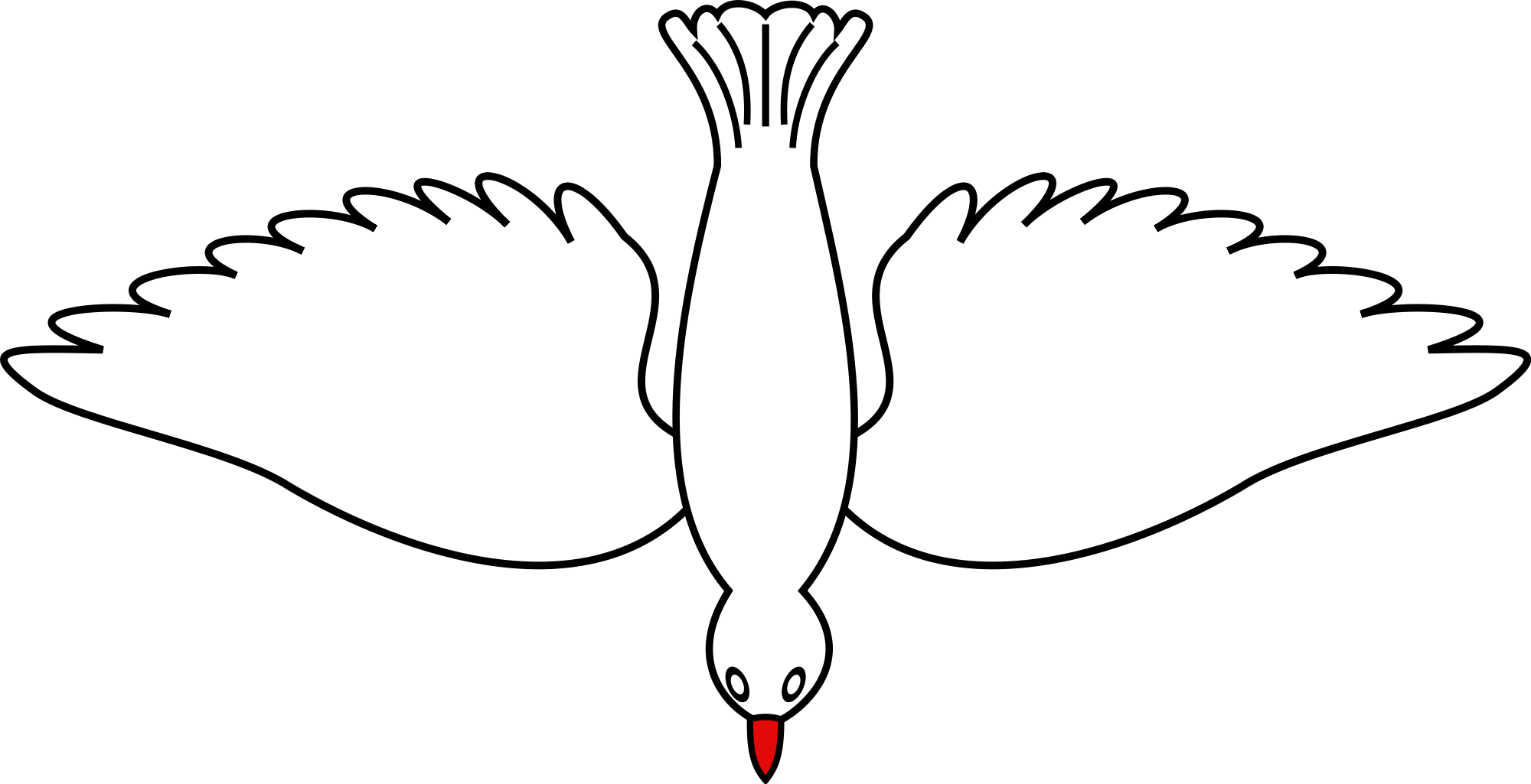 Open - Dove Bird Flying Down (2000x1025), Png Download