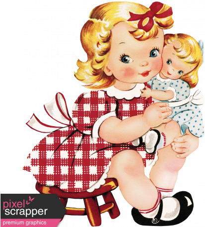 Memories And Traditions - Png Vintage Little Girls Clip Art (456x456), Png Download