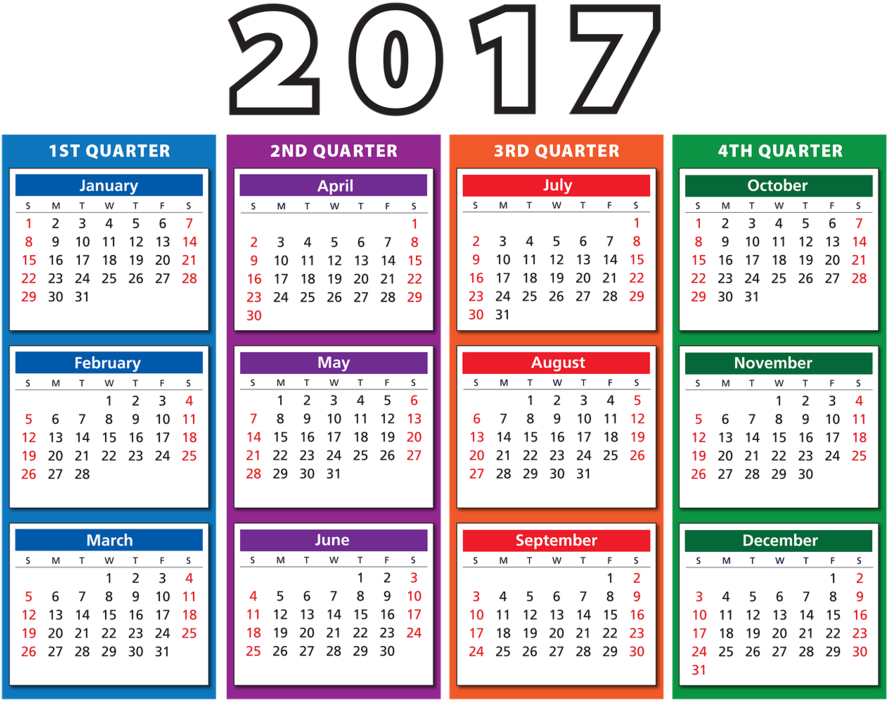 2017 4th Quarter Calendar (900x714), Png Download
