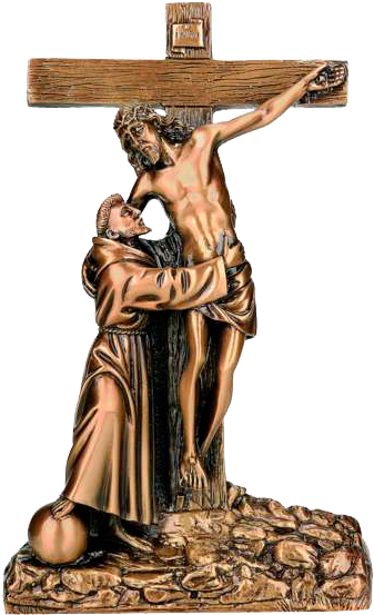 San Francisco Con Cruz Y Cristo De Bronce Ref - Colonia Independencia (385x560), Png Download