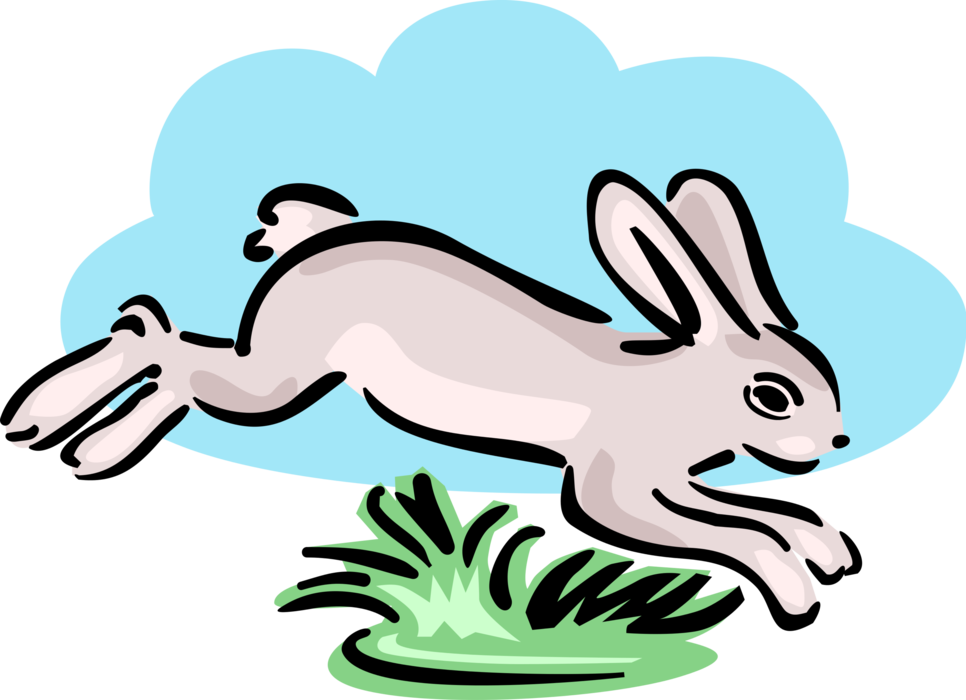 Vector Illustration Of Small Mammal Rabbit Hopping (966x700), Png Download