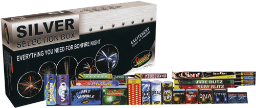 Silver Selection Box - Standard Fireworks Selection Boxes (500x300), Png Download