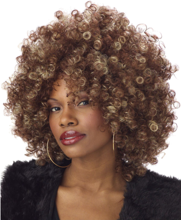 Brown Afro Wig - Fine Foxy Brown & Blonde Fro Women's Wig Costume (366x580), Png Download