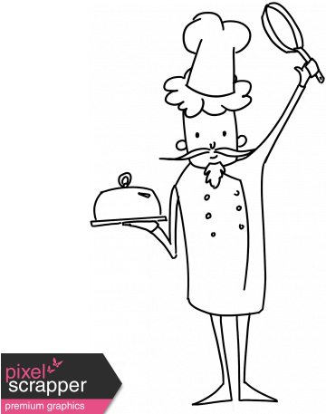 People Kit 002 Chef Outline - Scattered Stars (456x456), Png Download