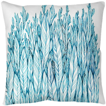 Pattern Of Blue Leaves, Grass, Feathers, Watercolor - Watercolor Painting (400x400), Png Download