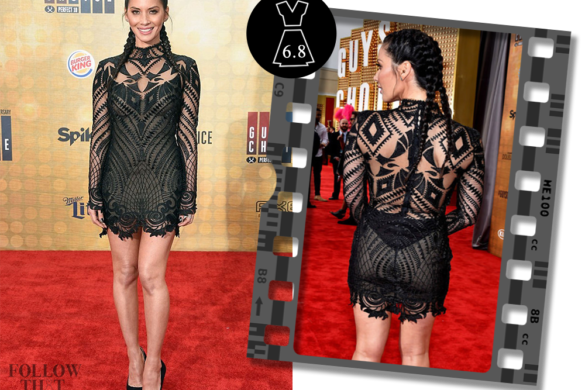 Olivia Munn In Galia Lahav - Olivia Munn Black Dress (585x390), Png Download