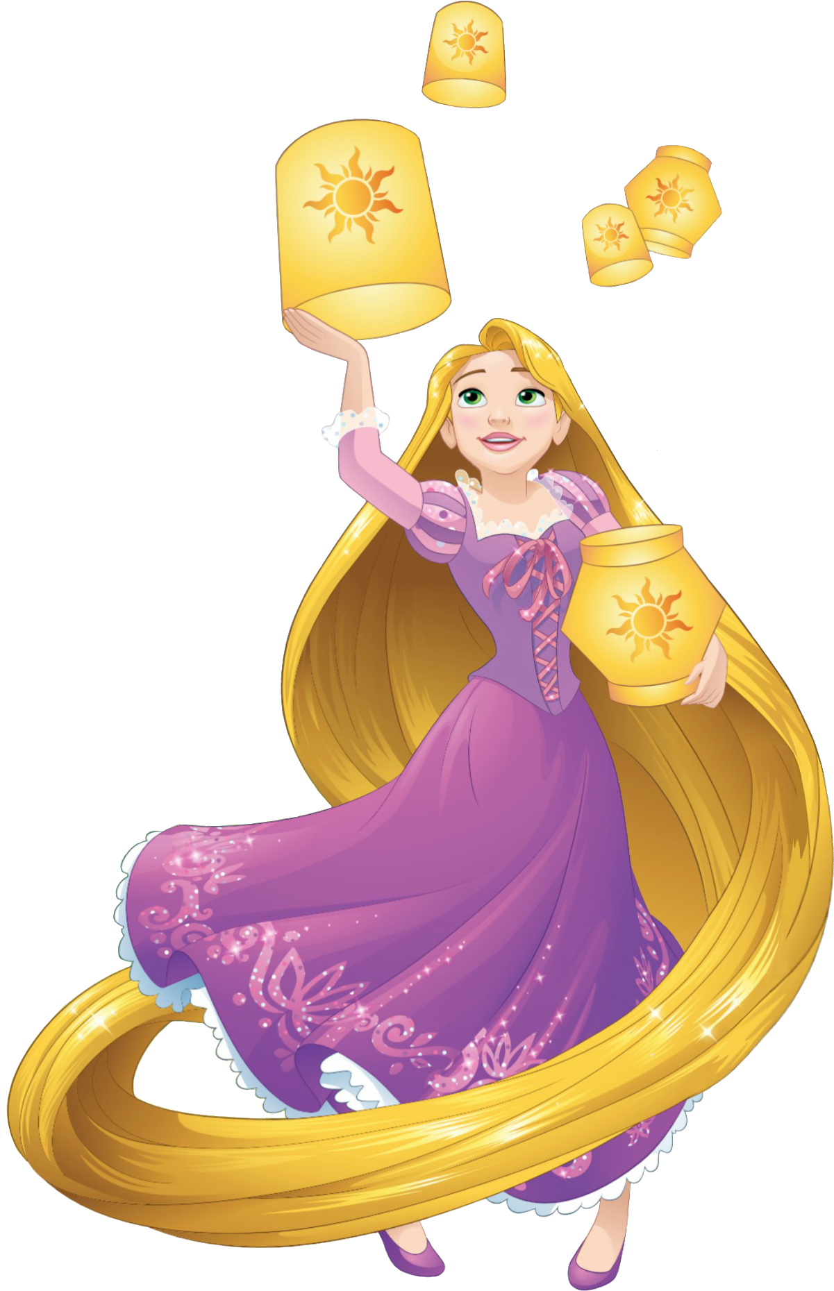 Rapunzel With Lanterns - Disney Princess Rapunzel Png (1225x1889), Png Download