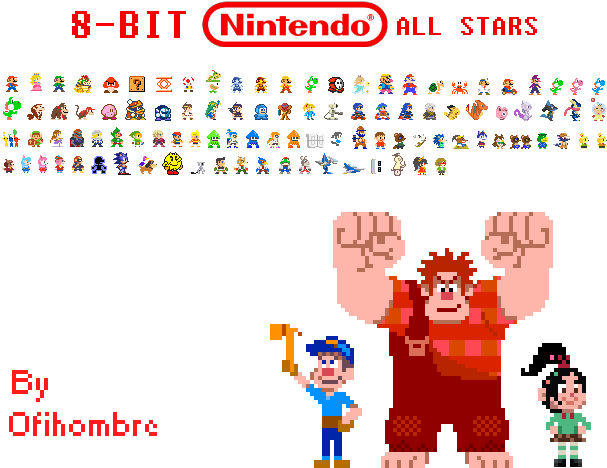 8 Bit Nintendo All Stars By Ofihombre On Deviantart - Hori Mario Hard Pouch For Nintendo 3ds Xl (640x480), Png Download