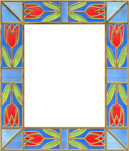 Picture Frame Leaves Stainedglass 05 - Picture Frame (430x505), Png Download
