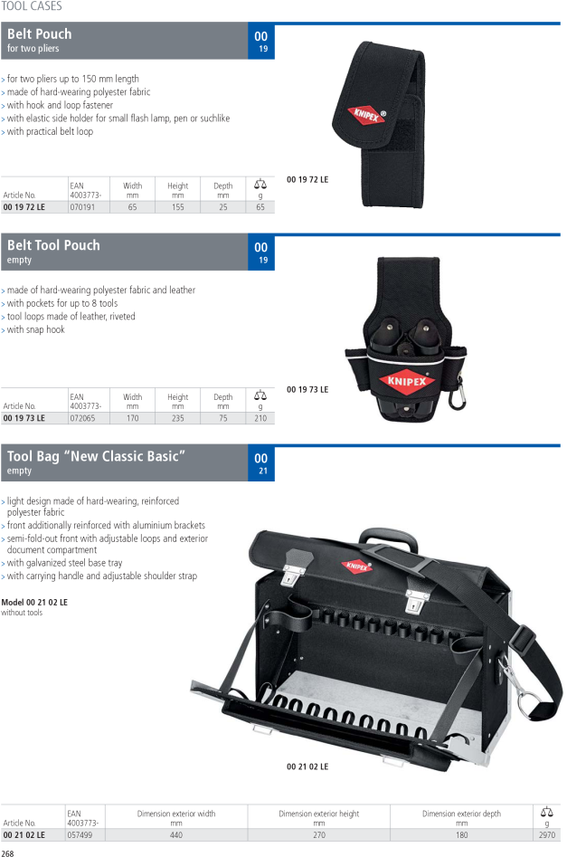 Knipex 00 21 02 Le Tool Bag New Classic Basic - Empty (706x1000), Png Download