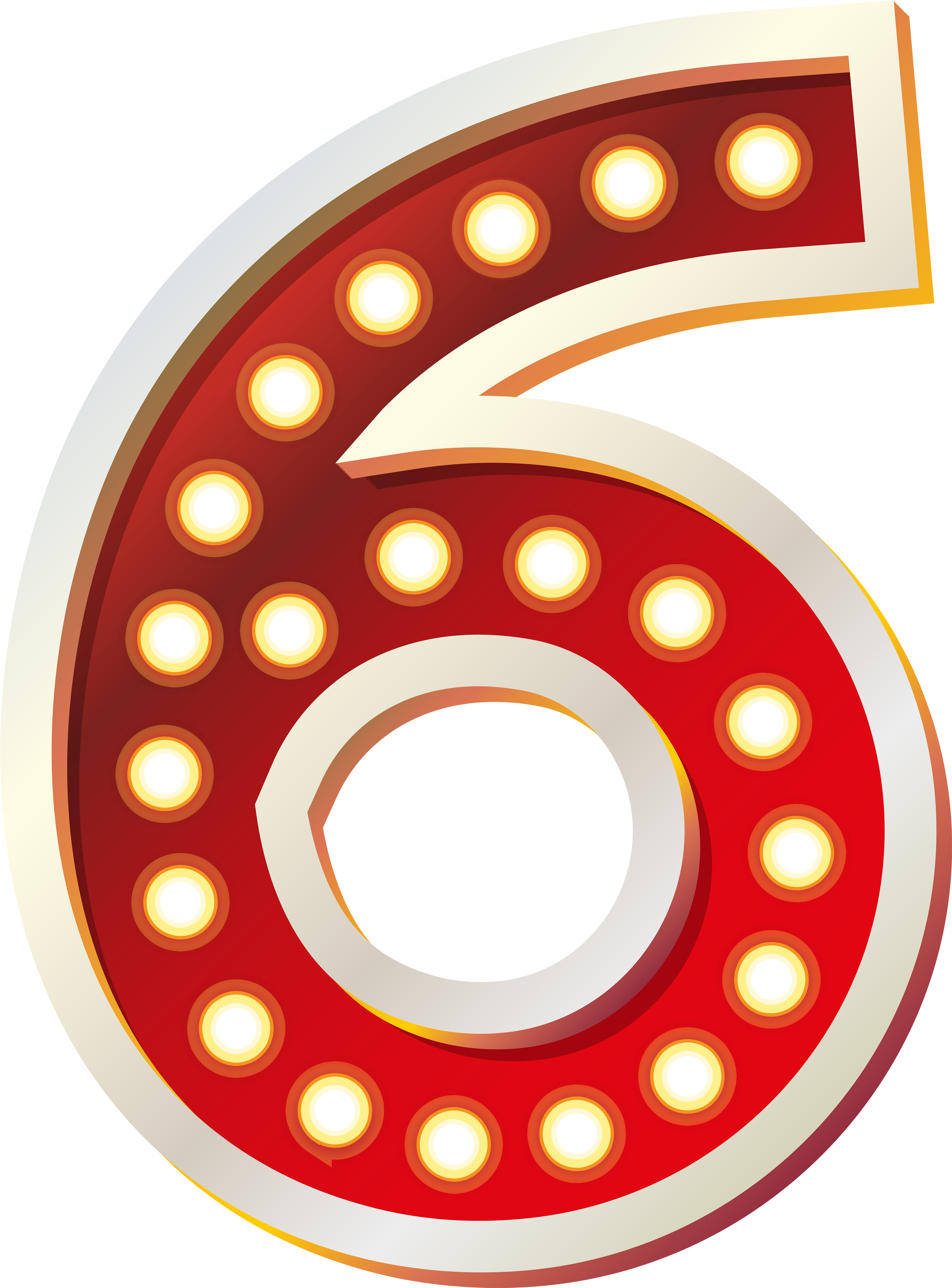 Best Red Number With Lights Png Clip Art With 30 Great - Six Clipart (3698x5000), Png Download