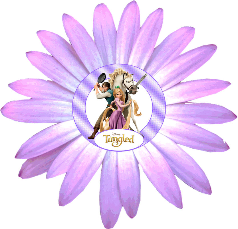 Tangled Party Toppers Or Free Printable Candy Bar Labels - Purple Gerbera Daisy Clip Art (834x800), Png Download