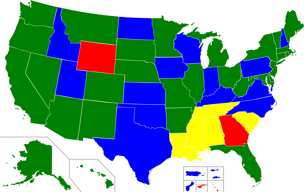 Minimum Wage In The United States Least Favorite Maps - Blue Map Of United States (945x584), Png Download
