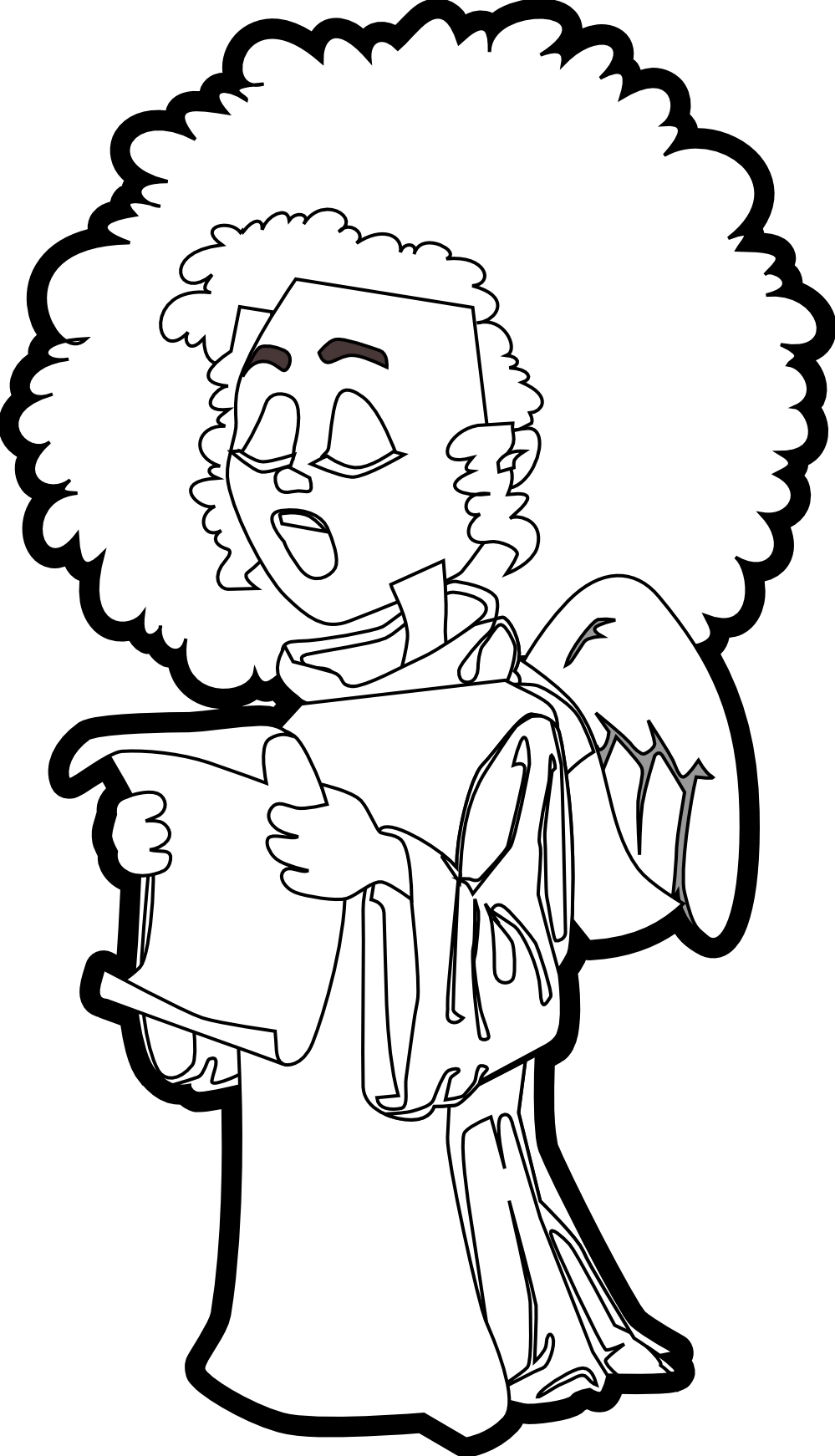 Angel Sing Xmas Christmas Black White Inkscape Adobe - Clip Art (555x968), Png Download