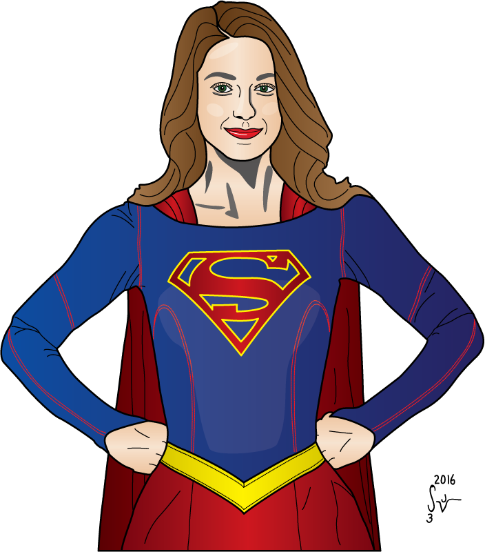 Melissa Benoist As Supergirl - Supergirl Drawing (704x800), Png Download