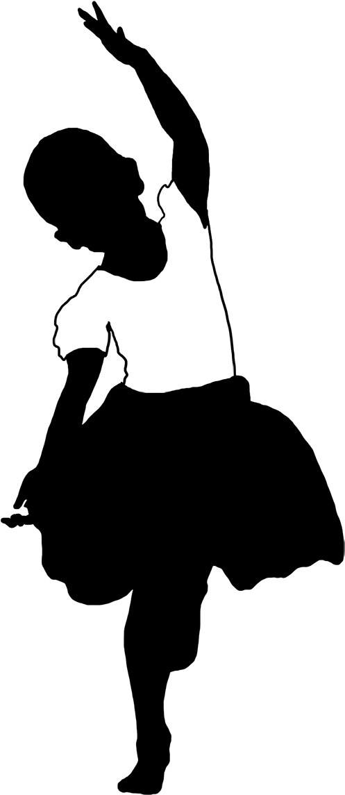 Black White Silhouette Of Girl Dancing Ballet - Clip Art (556x1181), Png Download
