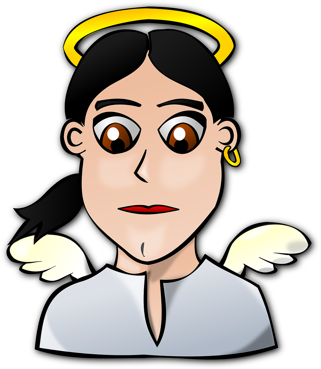 People Faces Face Wings Free Photo From - Angelic Face Cartoon (1114x1280), Png Download