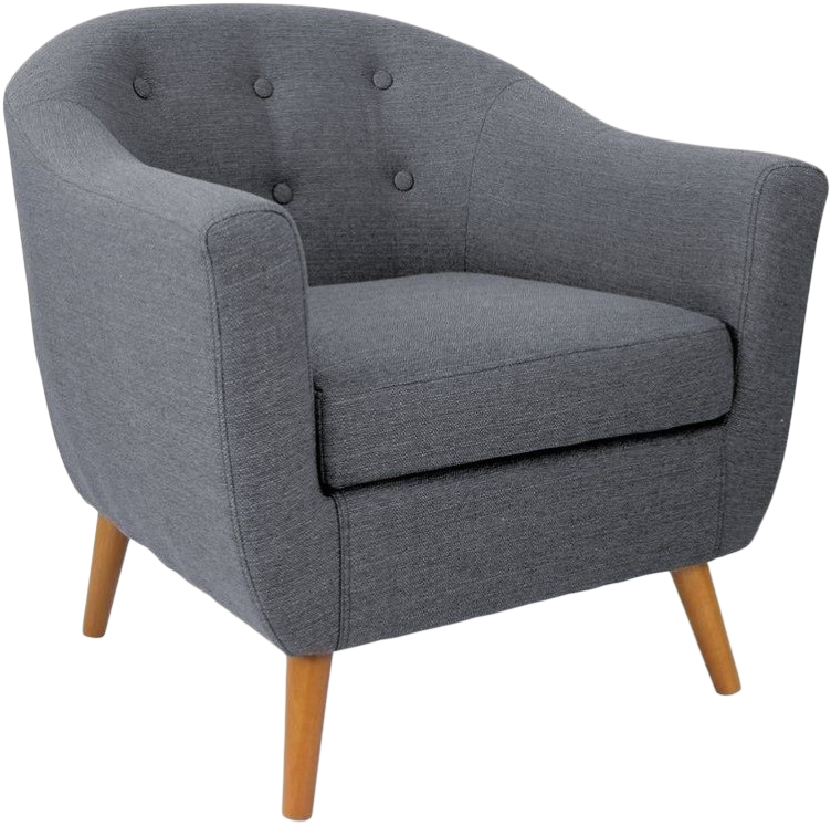 Lumisource Rockwell Tufted Accent Barrel Chair In Gray - Lumi Source Rockwell Chair | Orange (798x798), Png Download