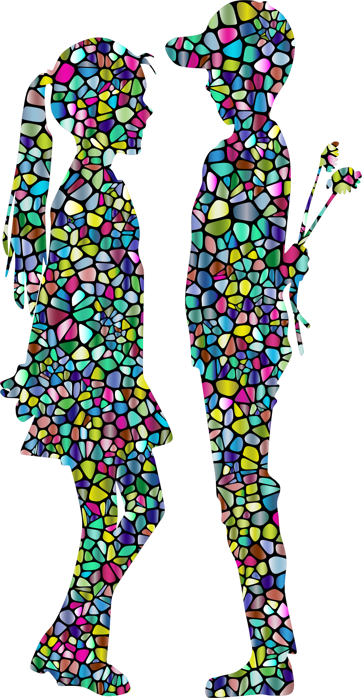 Boy Girl Silhouette Orange Clip Art - Png Girl And Boy (1194x2298), Png Download
