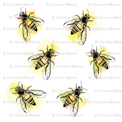Watercolor Bees - Watercolor Bees Png (400x400), Png Download