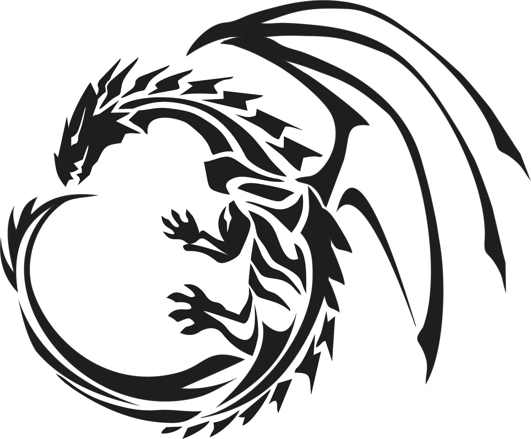 Circle Dragon Tattoo - Dragon Png (1828x1510), Png Download