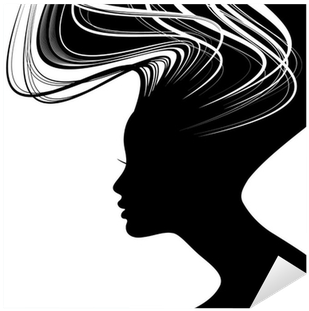Png Images Download Woman Face Silhouette With Wavy - Face Woman Silhouette (400x400), Png Download