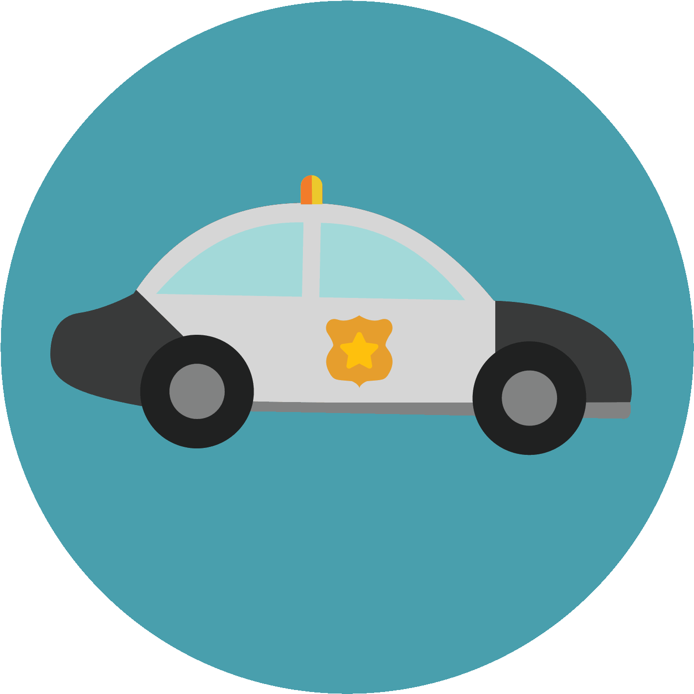 Free Police Car Icon - Police Car Icon Circle (1600x1600), Png Download