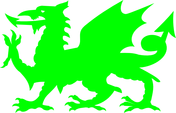Dragon Clip Green Vector Freeuse Stock - Welsh Dragon Silhouette (600x386), Png Download