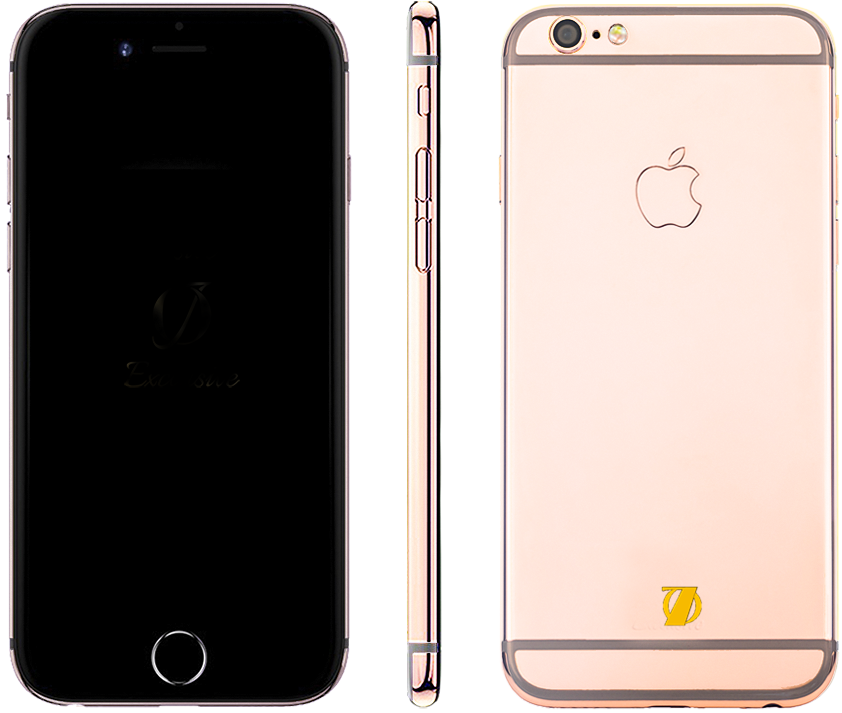 24k Gold, Platinum & Rose Gold Plated Iphone 6s - Mobile Phone (1063x886), Png Download