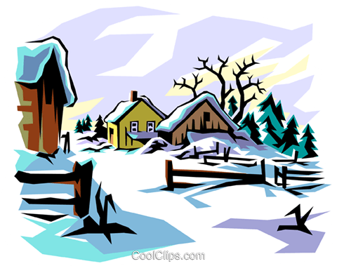 Winter Scene Royalty Free Vector Clip Art Illustration - Winter Scene Clip Illustration (480x379), Png Download