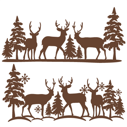 Winter Reindeer Scene Svg Scrapbook Cut File Cute Clipart - Reindeer Winter Scene (432x432), Png Download