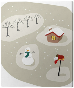 Winter Scene Cartoon Mousepad (400x400), Png Download