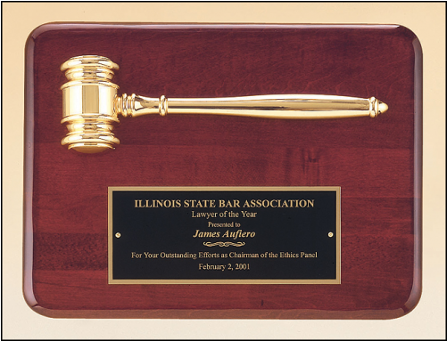 Pg3751 Rosewood Stained Piano Finish Plaque With A - Gold Gavel Plaque (500x500), Png Download