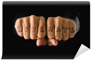 Love And Hate Tattooes, Hands Clenched In Fist Wall - Tatuaggio Odio E ...