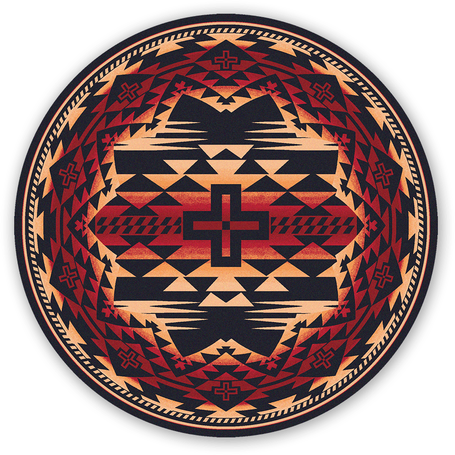 Rustic Cross Burnt Red 8ft Round Rug - American Dakota Rustic Cross 8ft Round Area Rug In (930x930), Png Download