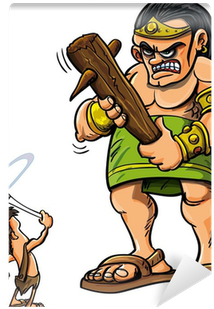 Cartoon David And Goliath (400x400), Png Download